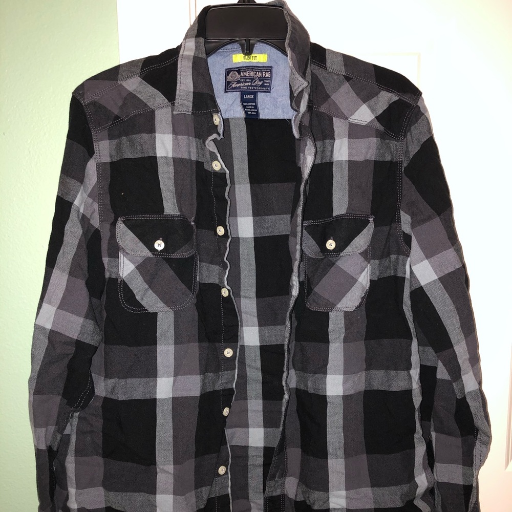 Men’s Large American Rag Black and Blue Flannel
